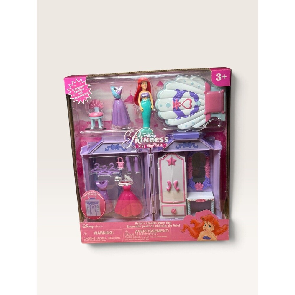Vintage Disney Store Mini Princesses Ariel’s Castle Carry Case Play Set NOS